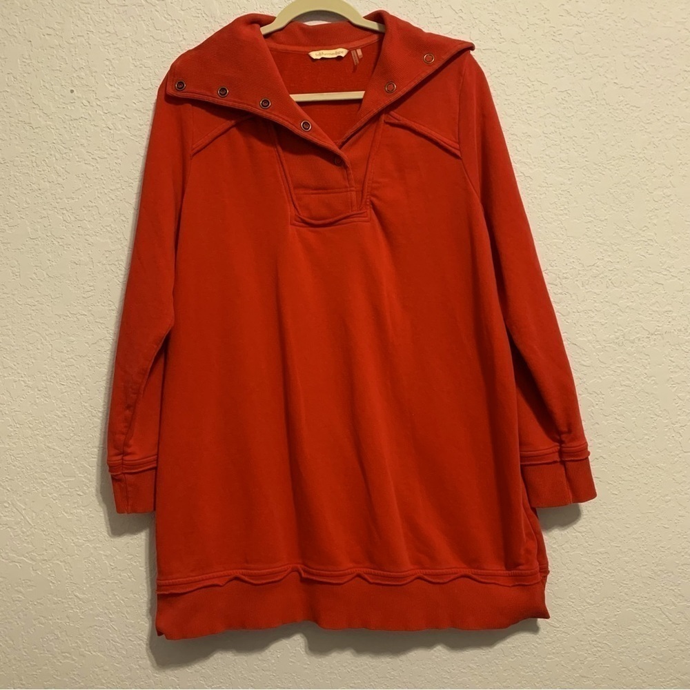 Soft Surroundings Red Snap Pullover Sweater Tunic - image 1